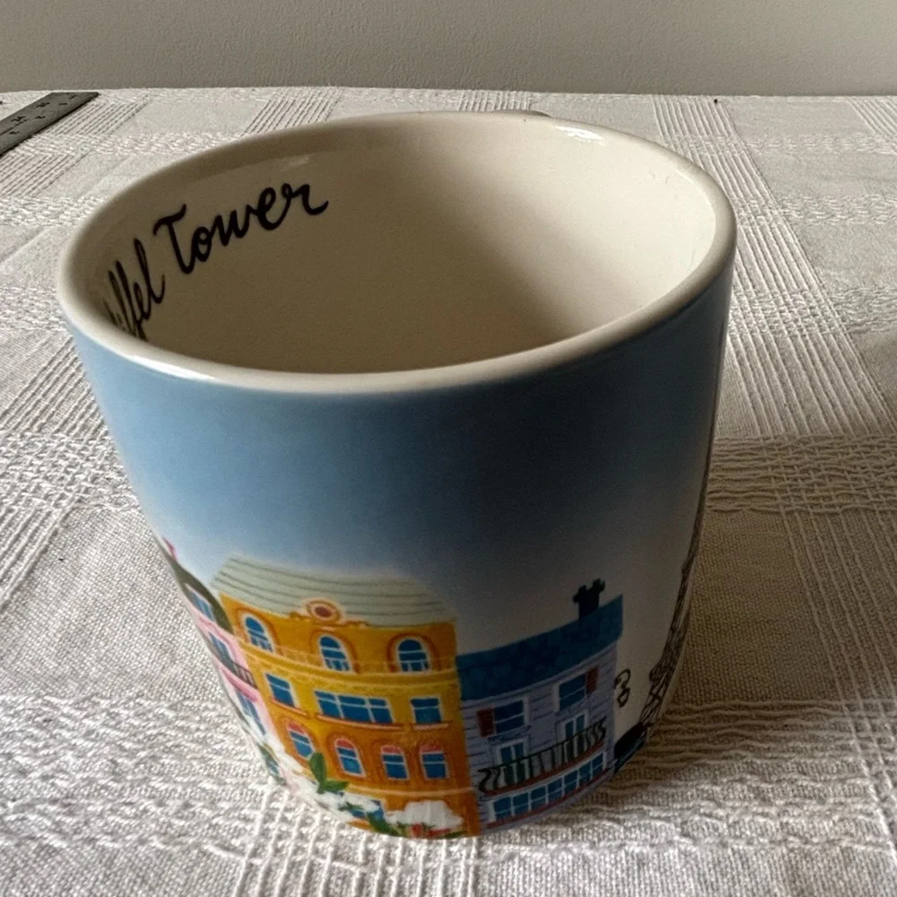 Sur La Table Blue Eiffel Tower Ceramic Mug with Floral Motif